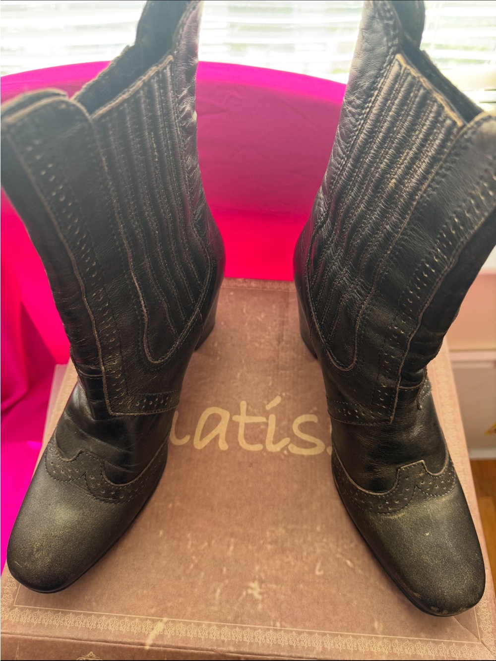 Matisse Black Leather Western Ankle Boots
